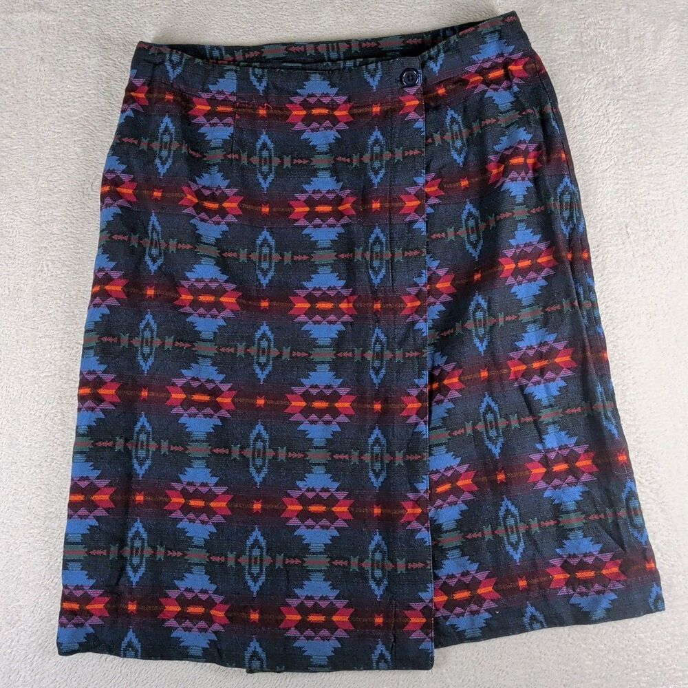 Territory Ahead Wrap Skirt 10 Aztec Blanket Tribal Southwestern Boho Knee